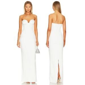 Retrofete Luna Corset Maxi Dress Strapless Formal Bridal Wedding White Sz Small